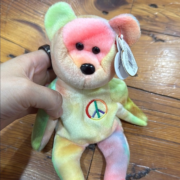 TY Beanie Baby Original 1996 Peace Bear Tie-Dye Rainbow w/ Swing Tag & Tush Tag - Picture 5 of 5